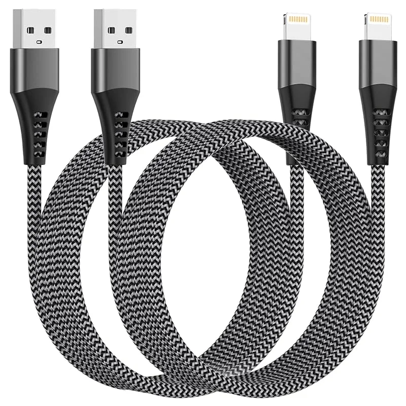 iPhone 3M kabel 2 delar [MFi-certifierad], iPhone laddarkabel USB Lightning Nylon Kabel iPhone Kabel Tråd för Apple iPhone 14 13 12 11 Pro Max XS 8 7 6 iPad — Mobil och surfplatta