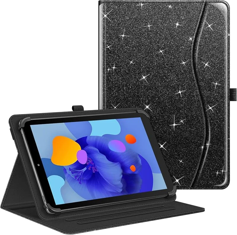 FINTIE Universellt fodral för 10" surfplatta (9"-10, 5 tum, 10, 9 tum, 11 tum), multipositionsfodral för surfplatta TECLAST, Blackview, Yestel, YOTOPT, MEBERRY, OSCAL etc, *Glittrande svart, 10 pouces — Mobil och surfplatta