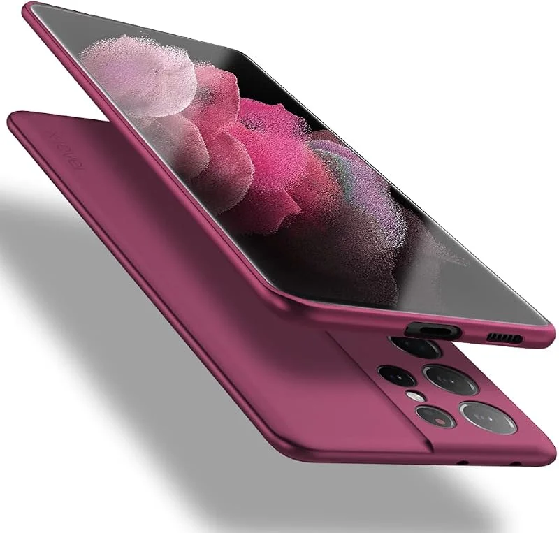 X-level Skal Kompatibelt med Samsung Galaxy S21 Ultra Fodral, Tunn Telefonskal Silkeslen Mjuk Smal Skydd för Samsung S21 Ultra 5G - Burgund — Mobil och surfplatta