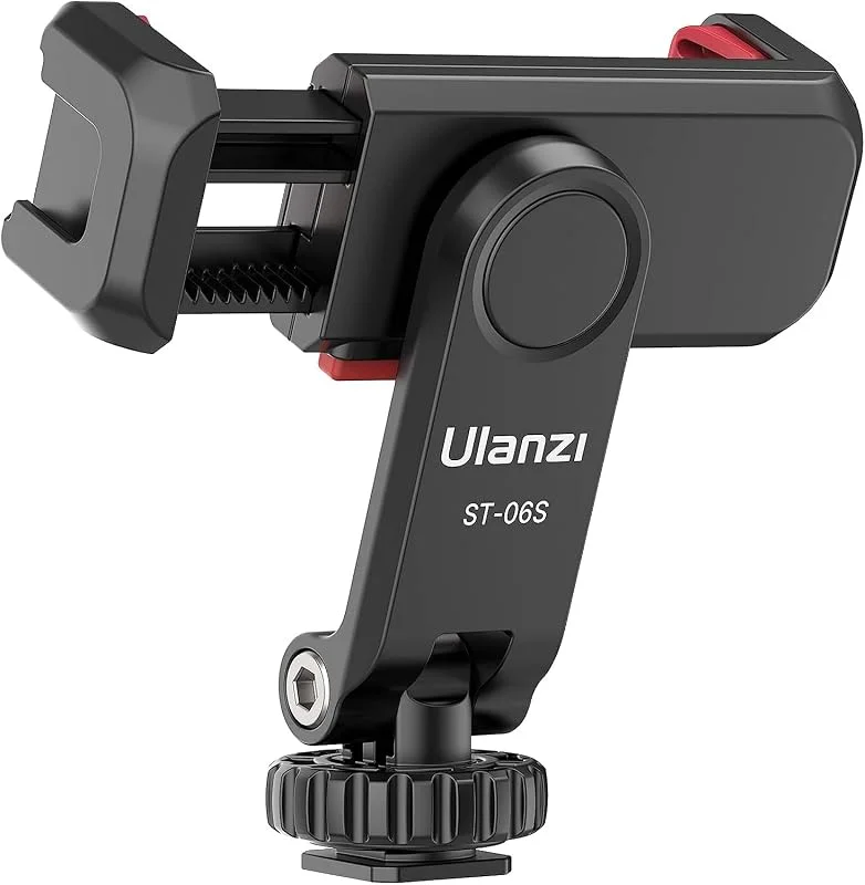 ULANZI ST-06S Mobiltelefonhållare Stativ Mobiltelefon Adapter Tillbehör för Stativ Selfie Stick, Smartphonehållare med 2 kylskor, 1, 4 tums gänga, 360° och 180° Roterande Mobiltelefonhållare — Mobil och surfplatta