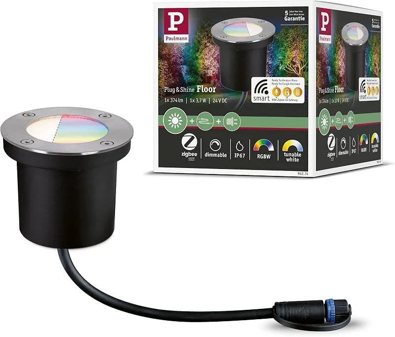 Paulmann Plug & Shine LED-markarmatur Floor IP67 silver — Smart belysning