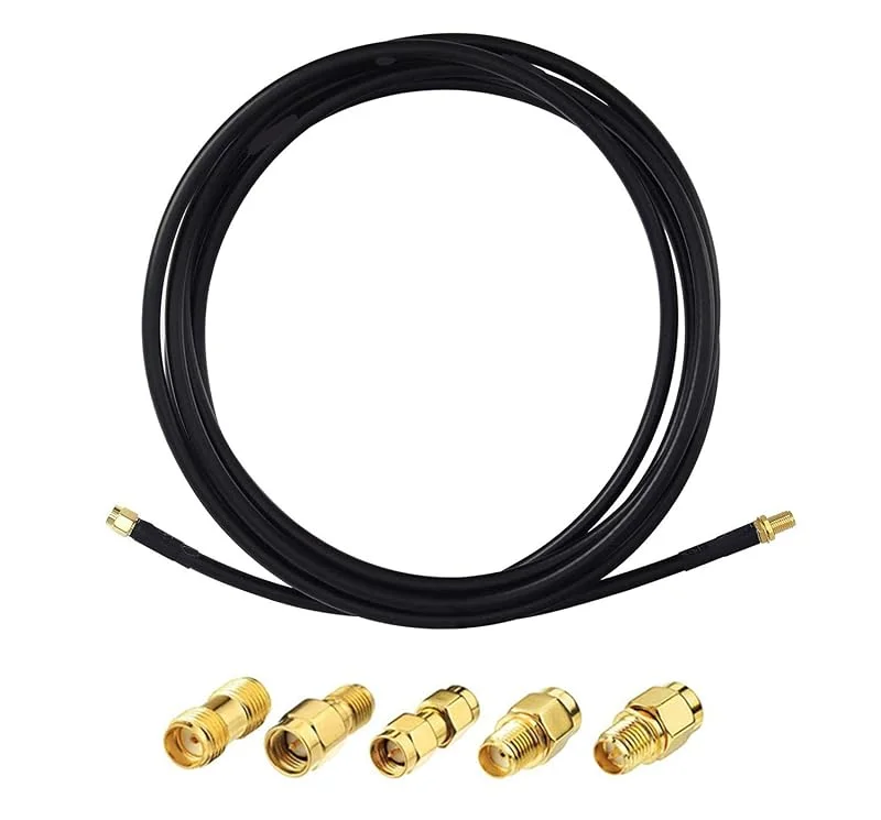 Superbat SMA Förlängningskabel 2 m RG58 WLAN antennkabel med 5 st. SMA till RPSMA adaptersats för 4G LTE WLAN FPV antennrouter SDR-enheter, amatörradio ADS-B — TV och streaming