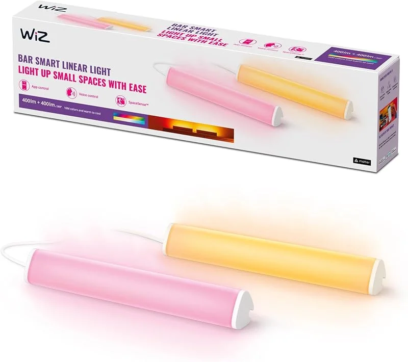 WiZ Light Bar bord Tunable White and Color, dimbar, 16 miljoner färger, smart kontroll via app, röst via WLAN, dubbelpack — Smart belysning