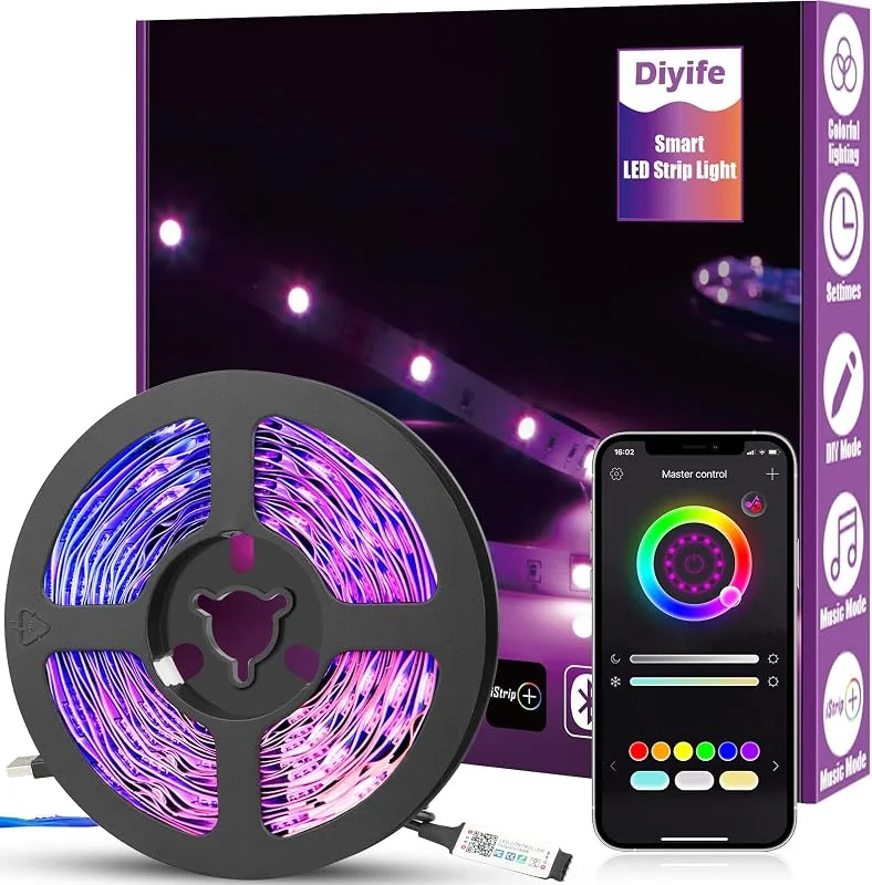 Diyife 6 m LED-remsa med smart appstyrning, Bluetooth-anslutning — Smarta hem