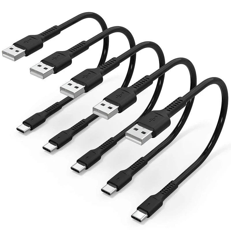 5-pack C-laddningskabel 30 cm, USB A till USB-C 3A, snabbladdning, kompatibel med Samsung Galaxy A12, A22, A52, S20, S21, S22, Huawei, Xiaomi, Google Pixel 6 — Mobil och surfplatta