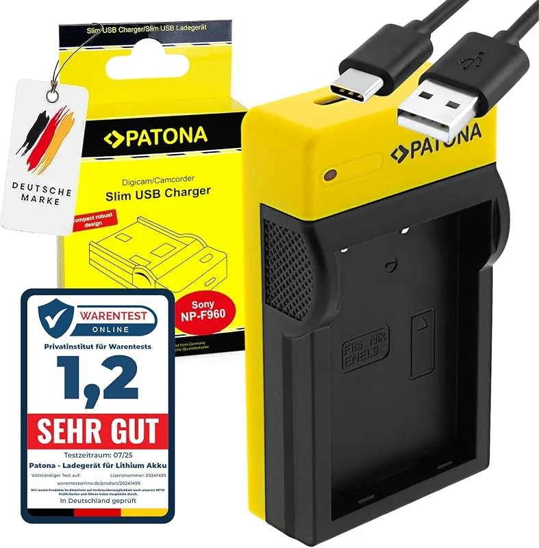 PATONA Slim Laddare USB-C för Nikon EN-EL9, EN-EL9a, ENEL9 kamerabatteri — Laddning och kablar