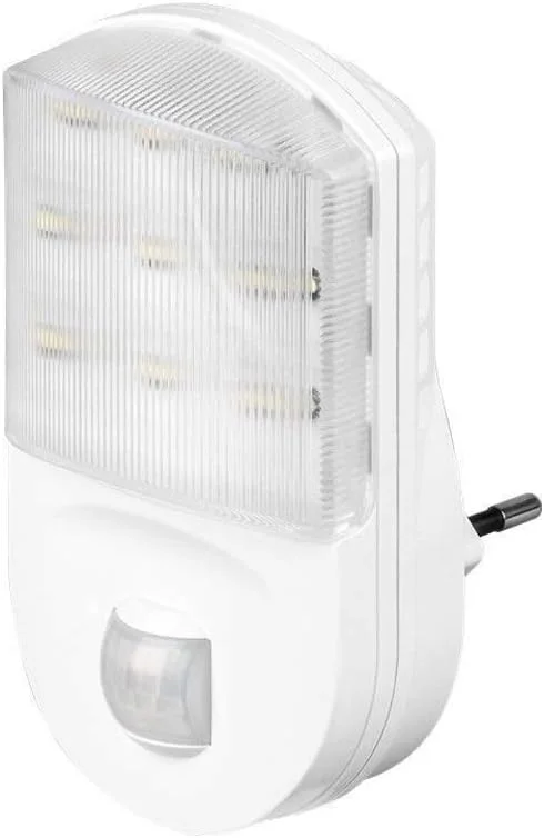 Goobay 96500 LED nattlampa med rörelsedetektor inomhus eluttag ljus 120° Pir sensor 5 m räckvidd uttag rörelseljus uttag vit — Smart belysning