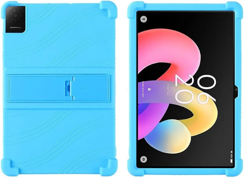 Skyddsfodral för TCL Tab 10L Gen4-surfplatta 25, 6 cm (10, 1 tum) 8483A, barnvänligt, stötsäkert, silikon, mjukt, stötsäkert, med justerbar polykarbonatfäste (himmelsblå) — Mobil och surfplatta