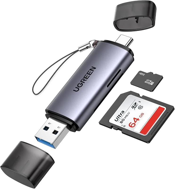 UGREEN 2-i-1 SD-kortläsare USB-C USB-A (SD 3.0) — Datortillbehör