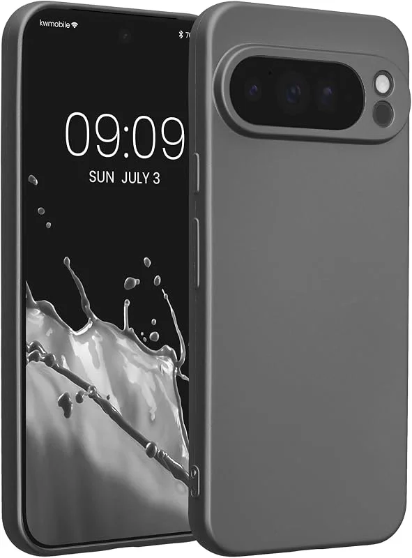 kwmobile Mobiltelefonfodral för Google Pixel 10 Pro XL fodral – mjukt silikonfodral metalliskt skimrande – skyddsfodral – metallic grå — Mobil och surfplatta