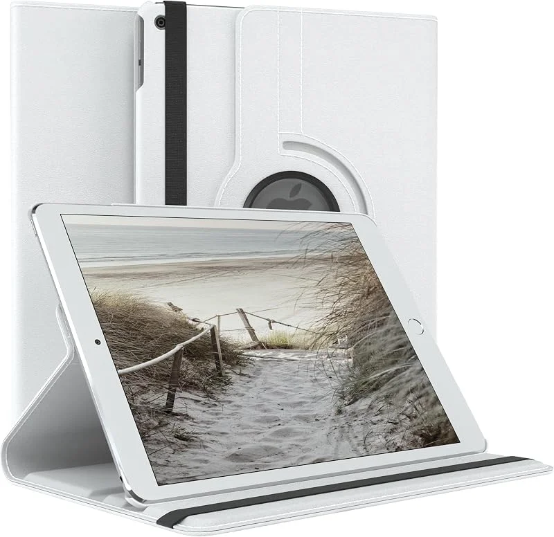 EAZY CASE - Fodral för surfplatta iPad Air 2 Skyddsfodral 9, 7 tum Fodral för surfplatta Rotationsfodral för att ställa den upp Vändbart fodral 360° roterbart med ståfunktion Fodral Konstläder Vit — Mobil och surfplatta