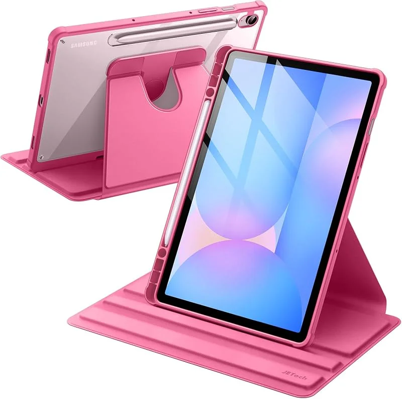JETech Roterande Fodral för Galaxy Tab S10 Lite, S10 FE, S9 FE, S9, Rosa — Mobil och surfplatta