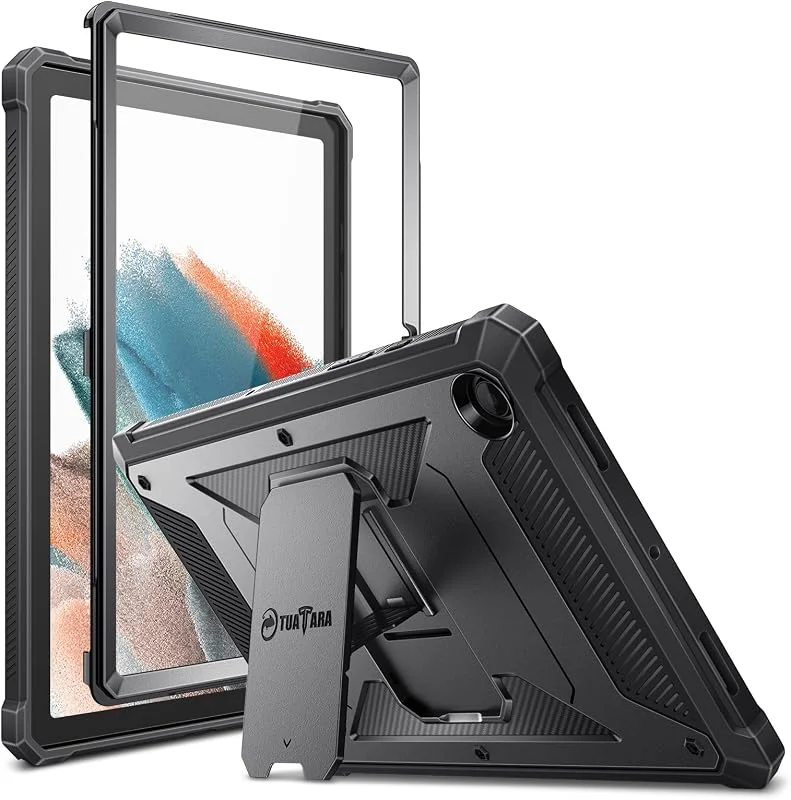 FINTIE Stötskydd för Samsung Galaxy Tab A8 2021 10, 5" - fodral med skärmskydd och inbyggt stativ robust fodral för SM-X200, X205, X207, svart — Mobil och surfplatta