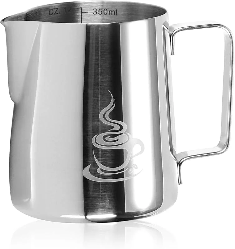COM-FOUR® mjölkkanna, rostfri mjölkkanna för skumning, mjölkskummare 350 ml — Kök & Hushåll