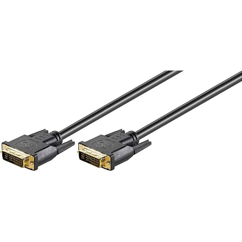 Goobay 69203 DVI anslutningskabel, Full HD 1080p monitorkabel, guldpläterad kontakt DVI I Dual Link (24 + 5 stift), skärmkabel förlängning, svart, 2 m — Datortillbehör