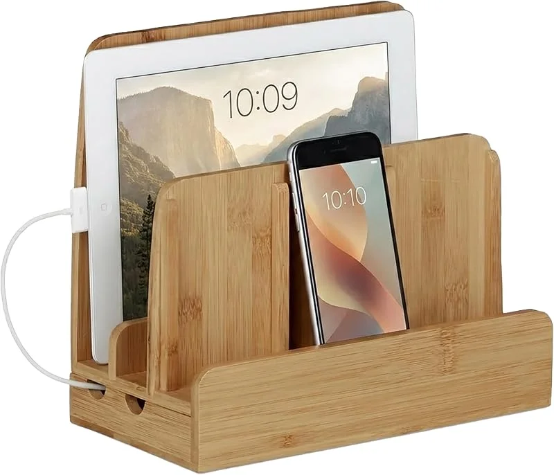 Relaxdays Laddningsstation, Akryl, Brun, 13.5 x 25.5 x 23 cm — Laddning och kablar