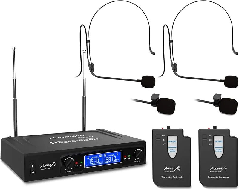 Audibax Missouri 2500 professionell trådlös mikrofon dubbel lavalier, Madona Frec. A — Portabel digital och ljud