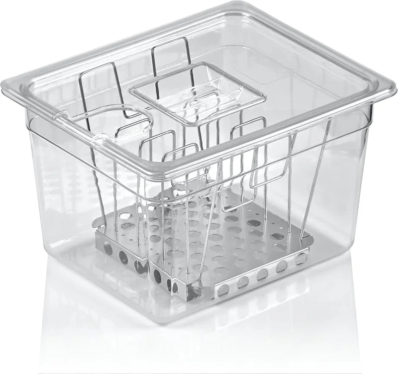 Mahlzeit sous vide set, GN behållare inkl. lock och ram, justerbar professionell ram för matlagning, sparribshållare, perfekt för fisk och kött, sous-vide, gastronormbehållare — Kök & Hushåll