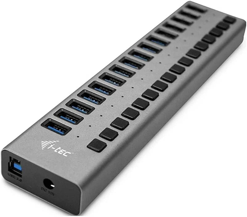 i-tec USB 3.0-laddning HUB 16-port med extern nätadapter 90 W – 16 x USB-laddningsport — Laddning och kablar