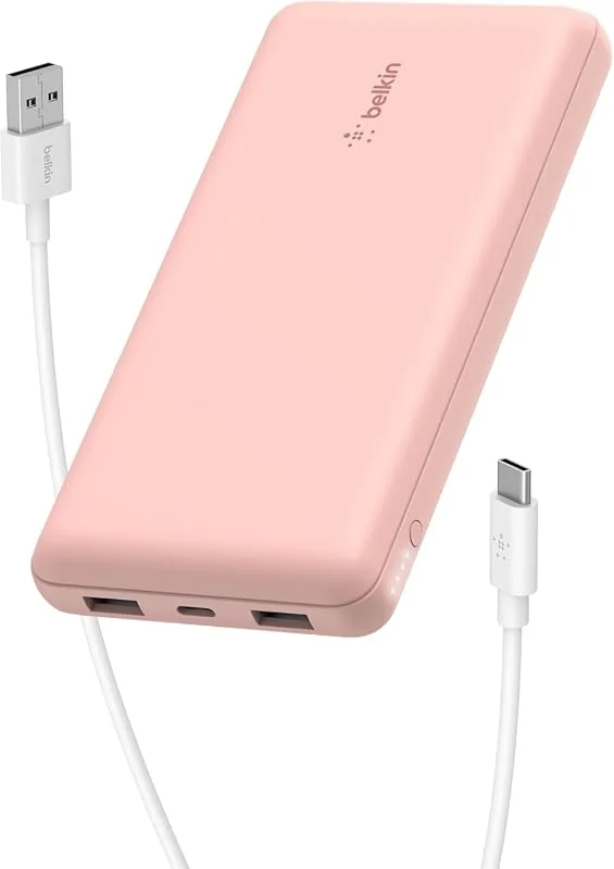 Belkin BoostCharge Powerbank på 10 000 mAh med USB-C och USB-A - Rosa — Mobil och surfplatta