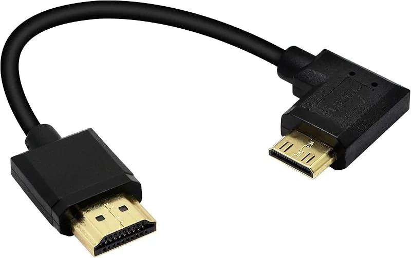 Mini HDMI till HDMI-kabel 15 cm 90 graders hög hastighet 4K mini HDMI hane till HDMI hane kort sladd stöder Ethernet, 3D, ljudåtergång (svart höger) — Laddning och kablar