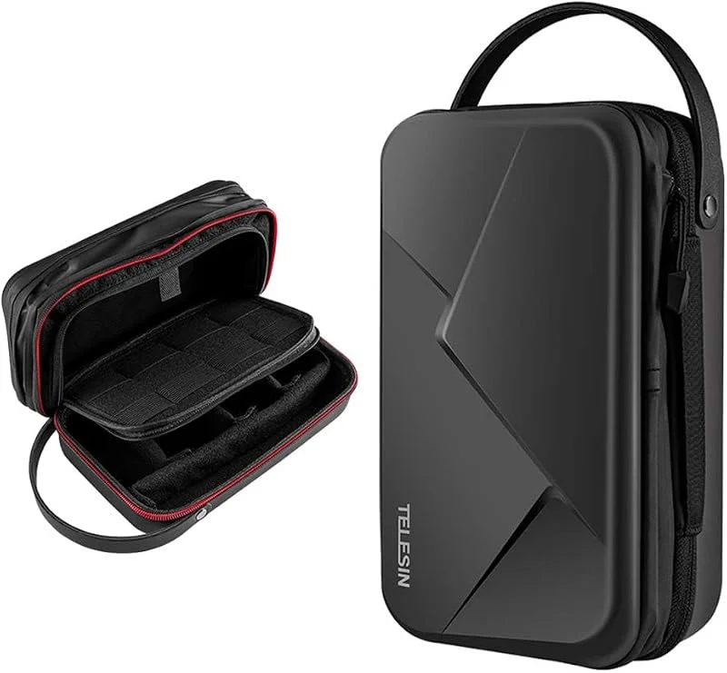TELESIN Carry Case for GoPro MAX Hero 9 8 7 6 5 4 3, dji Osmo Pocket Action, Insta360 One X, More Small Digital Camera, Hård skyddande reseväska, Svart, Resa — Portabel digital och ljud