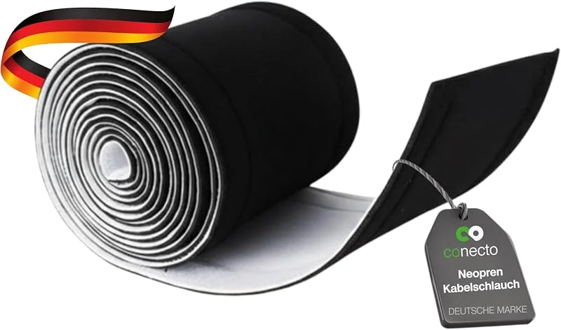 conecto neopren kabelslang med kardborreband, universell kabelkanal, kabelhantering, kabelorganisering, kabeldragning svart, vit, 3, 0 m — TV och streaming