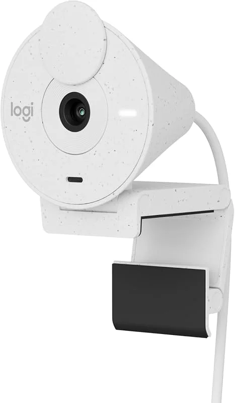 Logitech Brio 300 Full HD-webbkamera med sekretesslutare, automatisk ljuskorrigering brusreducerande mikrofon, USB-C, certifierad för Zoom, Microsoft Teams, Google Meet - Blanco — Datortillbehör