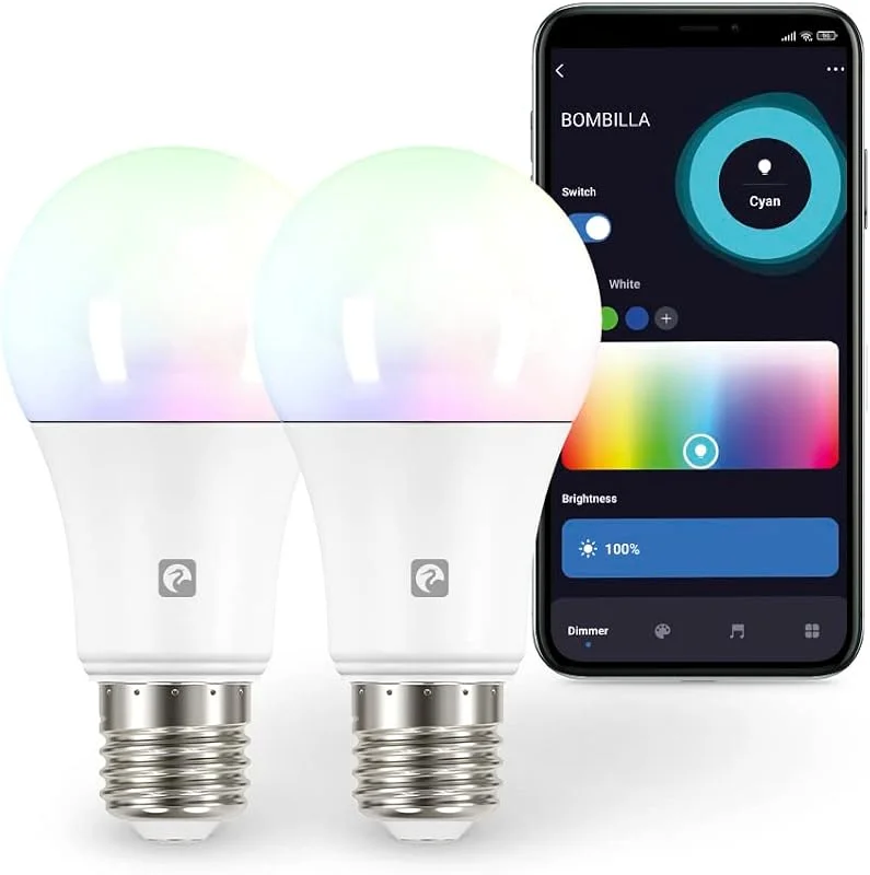 Garza LED-lampor, 11 W (75 W glödlampa), E27, RGB+CCT, dimbar, programmerbar, röst- och appstyrning, Alexa, Google, 2, 4 GHz wifi, 1 060 lm, 2-pack — Smart belysning