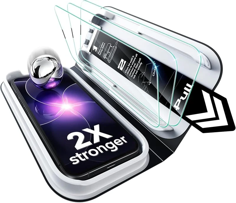 ESR för iPhone SE4, 14, 13, 13 Pro skärmskydd i härdat glas, 3-pack [3 sekunders snabb installation], militärt skydd, 9H hårdhet, härdat glas över hela ytan med UltraFit-fack — Mobil och surfplatta