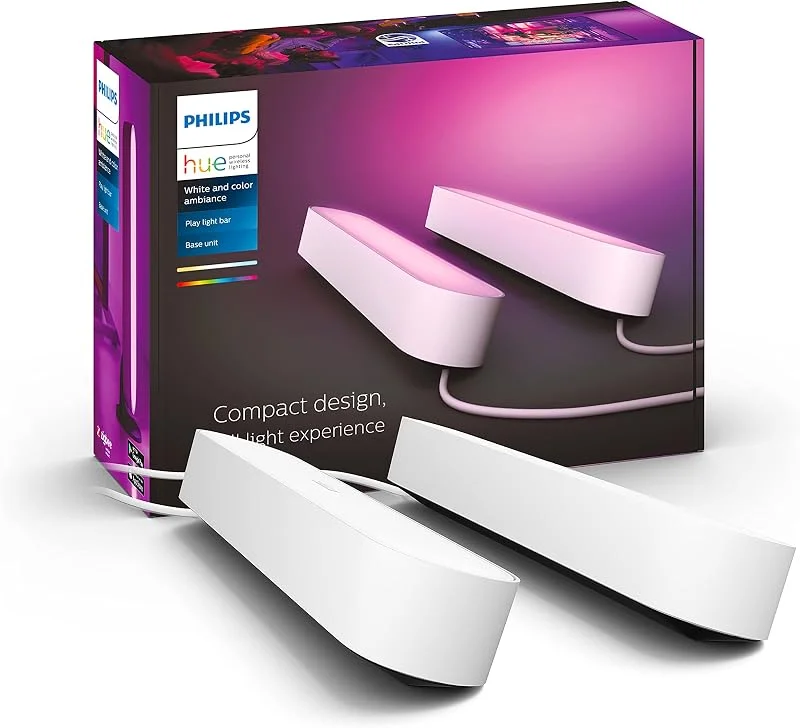 Philips Hue Play Light Bar bordslampa med strömkontakt, vit, 2-pack — Smarta hem