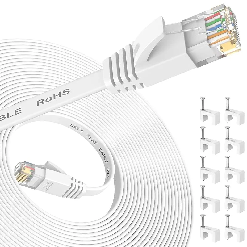 Nixsto 7 m Ethernet-kabel, RJ45 Cat 6 nätverkskabel, höghastighetsinternetkabel med rj45-testkontakt för swtich-modem, kompatibel med Cat 7, Cat 8 Ethernet-kabel - vit — Laddning och kablar