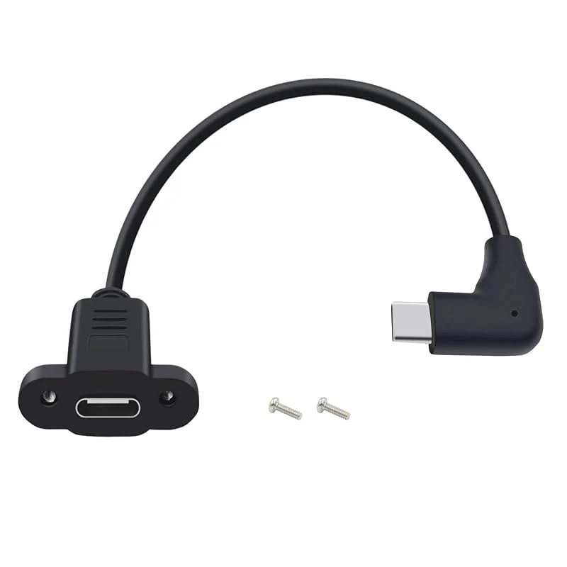 USB C 3.2 gen 2-förlängningskabel med monteringspanel, 20 Gbps, video, 4K, 60 Hz, USB C-förlängning hane hona, typ C-förlängning, för surfplatta osv. (vinkel 90, 0, 3 m) — Mobil och surfplatta