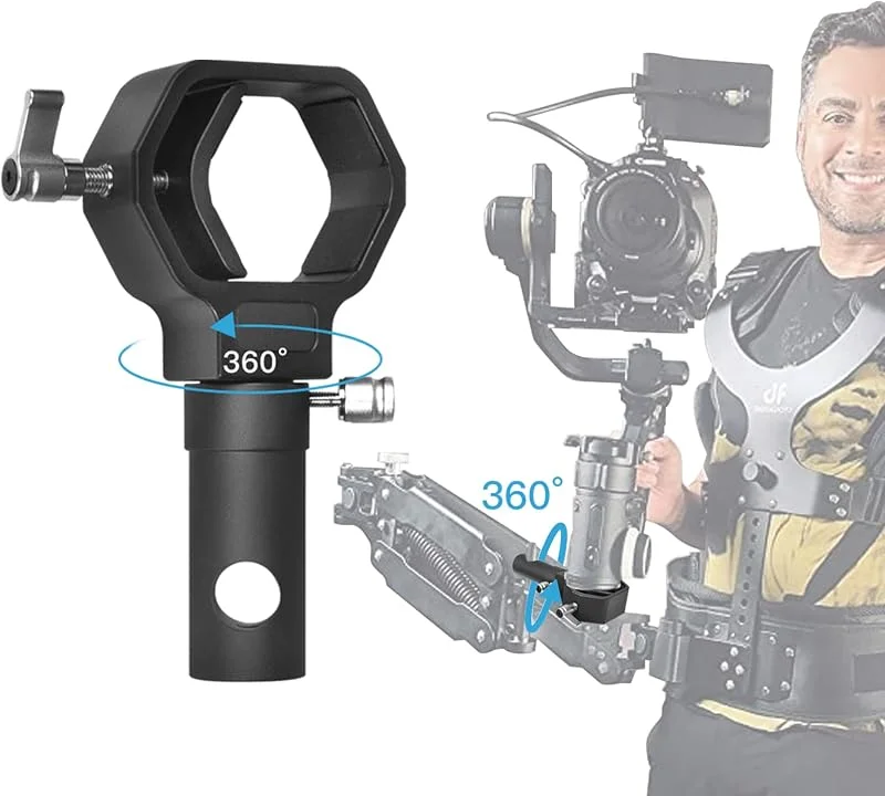 DF DIGITALFOTO TH02 Bärbar Gimbaladapter för Bärbar Gimbal, Justerbar Betraktningsvinkel, Kompatibel med Alla Kardanvästar med Armstift med Diameter 12, 13, 16 mm — Portabel digital och ljud