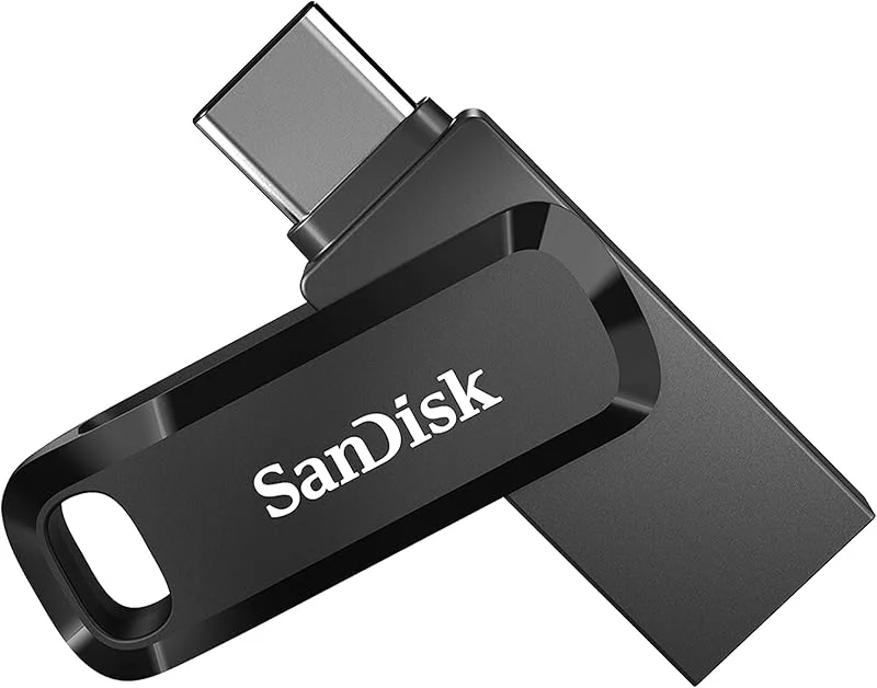 SanDisk 64GB Ultra Dual Drive Go USB Type-C Flashminne med reversibla USB-kontakter, Type-C och Type-A, för mobiler, plattor, Mac- och PC-datorer — Datortillbehör