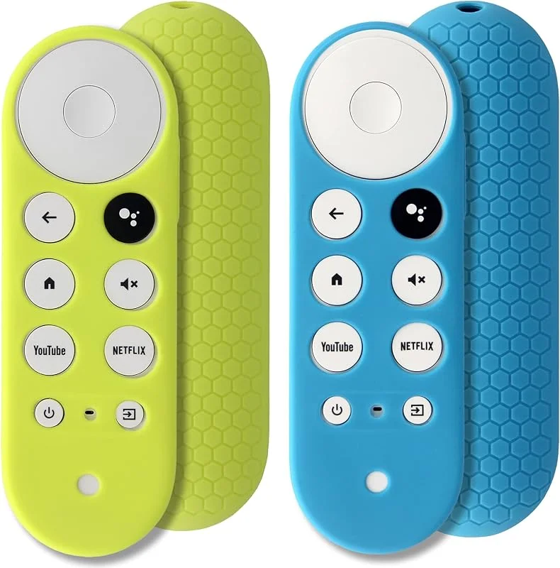2 st fjärrkontroll kompatibel med Chromecast med Google TV Voice Remote, Pinowu stöttåligt silikonskydd kompatibelt med Google TV 2020 röstfjärrkontroll (turkos och grön) — TV och streaming