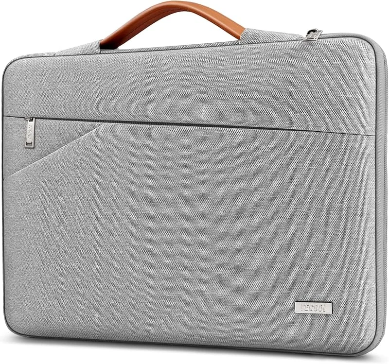 TECOOL 14 Tums Bärbar Laptopfodral bärväska med handtag och fickor fram för 14-14, 1 Tums HP Lenovo Thinkpad Ideapad Dell Acer ASUS Chromebook Bärbara Datorer, Grå — Datortillbehör