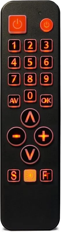 FeinTech FeinControl TV stora knappar fjärrkontroll med belysning universell infraröd inlärningsfunktion, svart — TV och streaming