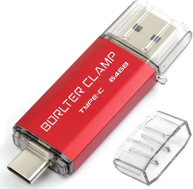 64 GB USB 3.0 Type-C, 2-i-1 USB-minne (USB Type-C & USB 3.0) USB-C flashminne, OTG roterbart USB-flashminne för Android-smartphone, surfplatta, dator (röd) — Datortillbehör