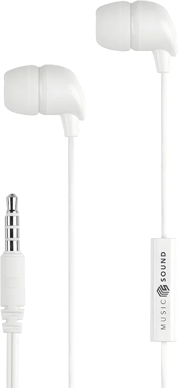 Music Sound, AURICOLARI Fullcolor in-ear, Hörlurar med sladd och mikrofon - 3, 5 mm uttag - Vit — Hörlurar och ljud