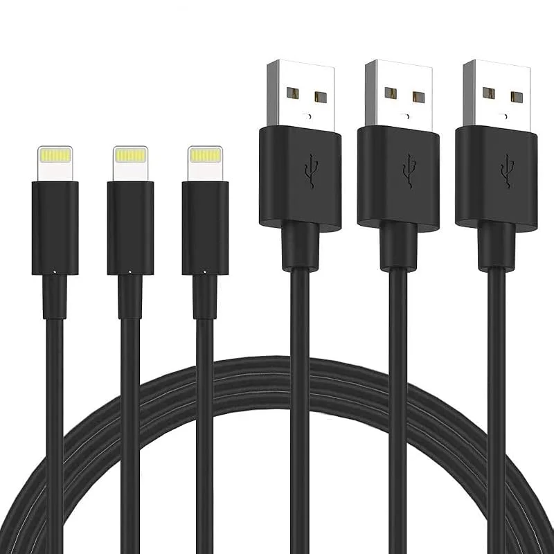 Quntis Set med 3 iPhone-laddningskabel, 2 m, MFI CERTIFI, Lightning-snabbladdningskabel för iPhone 11 Pro XS Max XR X 8 Plus 7 6s 6 Plus 5 Se iPad, svart sladd — Mobil och surfplatta
