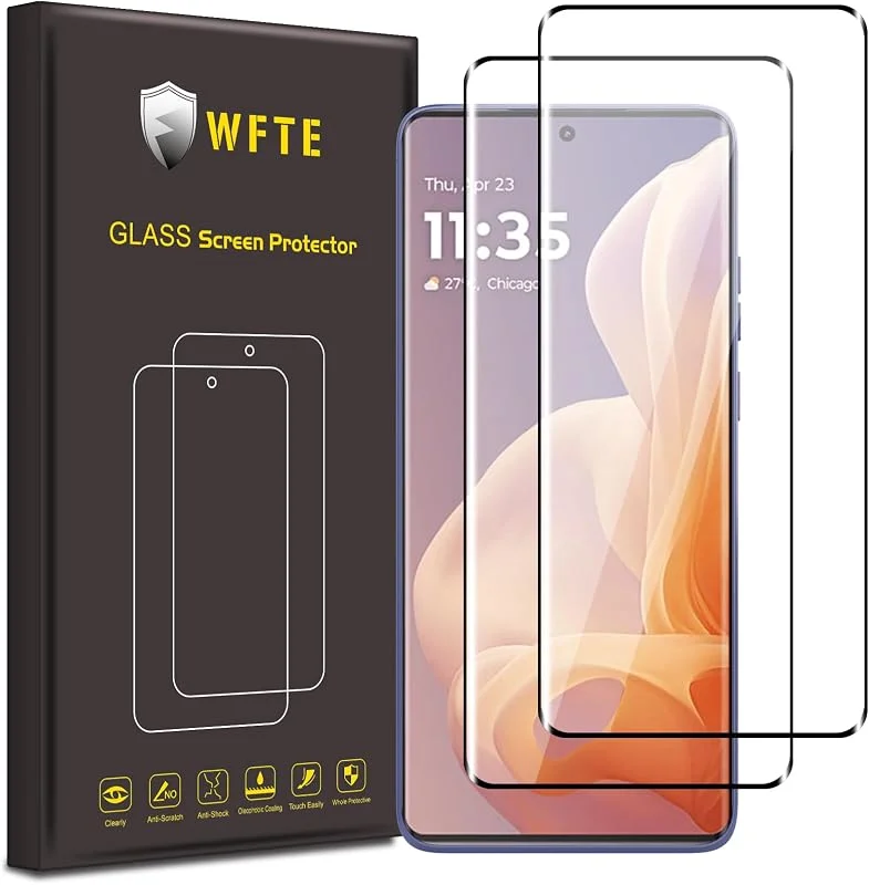 WFTE 2-pack skärmskydd för Motorola Moto G85 5G, Motorola Edge 50 Fusion, anti-repor, anti-fingeravtryck, bubbelfri, dammfri premium härdat glas skärmskydd för Moto G85 — Mobil och surfplatta