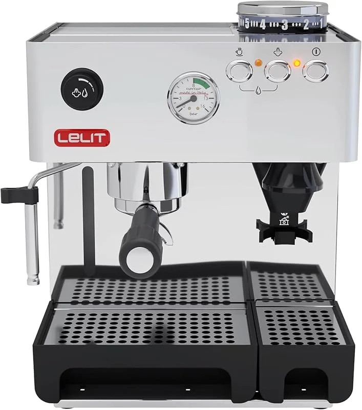 Lelit PL042EM Halvprofessionell Kaffebryggare med Integrerad Kaffekvarn, Silver, En Storlek — Kök & Hushåll