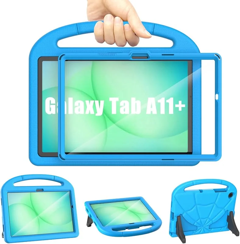 Barnfodral för Samsung Galaxy Tab A11 Plus 11 tum 2025, Galaxy Tab A9 Plus 11 tum 2023, Patamiyar stötsäker Samsung A11 Plus, A9 Plus surfplatta fodral med skärmskydd handtag stativ – blå — Mobil och surfplatta