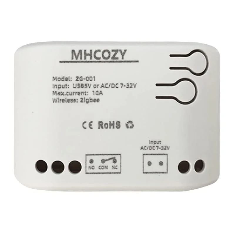 MHCOZY 12 V Smart Relay ZigBee 1-kanals strömbrytare, justerbart självflockningsläge och tillfälligt arbetsläge, fungerar med SmartThings, Alexa och Google Home (ZigBee-hubb krävs) — Smarta hem