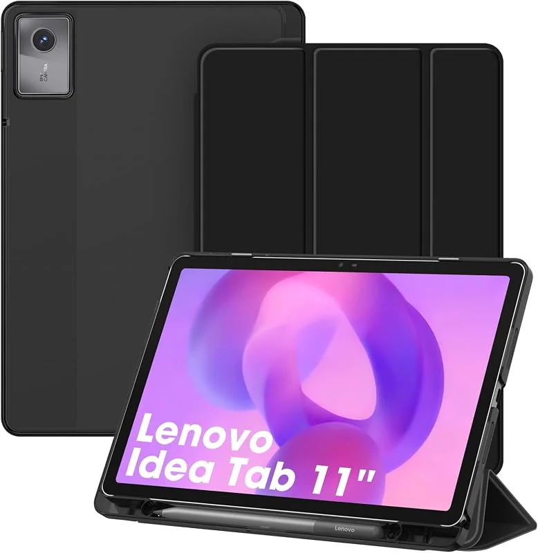 Fintie fodral för Lenovo Idea Tab 11 tum 2025 (TB-336ZU, TB-336FU) – ultratunt skyddsfodral med genomskinlig baksida skydd med automatisk sömn, väckningsfunktion, svart — Mobil och surfplatta