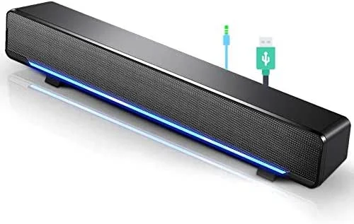 Mini bärbar USB trådbunden soundbar musikspelare bas surroundljudhögtalare med 3, 5 mm ljudkontakt för stationär dator, bärbar dator, TV, smartphone, surfplatta PC, MP3, MP4 med mera (svart) — Hörlurar och ljud