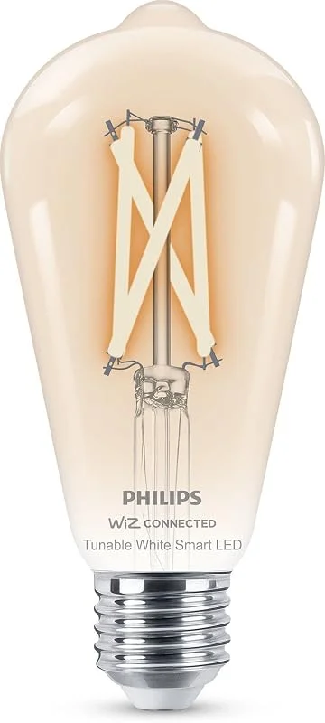 Philips Smart Lighting, Smart LED ST64-glödtrådslampa, stämningsbelysning, E27-sockel, 806 lm, justerbart vitt ljus 2 200–6 500 K, dimbar (låg), ansluten via WiZ, Alexa, Google Home, Apple Home — Smarta hem