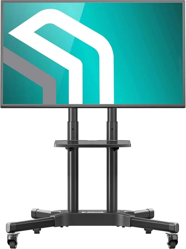 ONKRON Mobilt TV Stativ på Hjul för 32 – 70 Tum Skärmar, Golvstativ TV Hjul upp till 45 kg - Universal TV Stativ Golv Hjul VESA 100x100 - VESA 600x400, Modern TV Bänk med Hylla TS1351-B Svart — TV och streaming