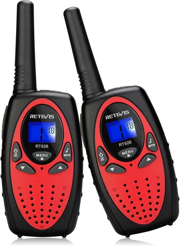 Retevis RT628 Walkie Talkie för barn, från 3–12 år, 8 kanaler, radioapparater leksak för camping, skola, barnspel, familjespel, äventyr (1 par, röd), 2 stycken ( ) — Portabel digital och ljud